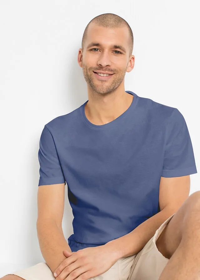 Camiseta (5 unidades) Blanco + gris jaspeado + azul medio + añil + azul oscuro